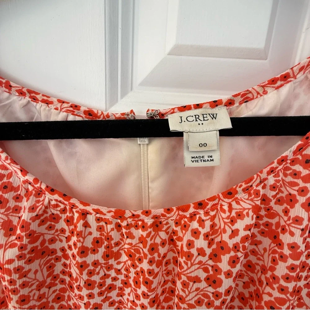 J.Crew Factory Tiered Floral Midi Dress Size 00 Coral Orange New With Tags - Picture 7 of 11